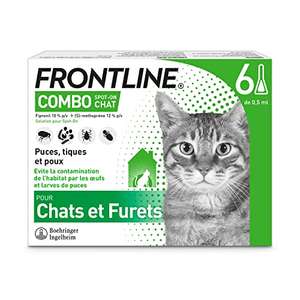 Lot de 6 pipettes anti-puces et anti-tiques pour chat Frontline Combo (17.54€ via abonnement)