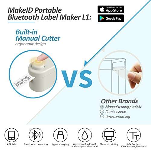 Makeid Q1 Étiqueteuse Bluetooth, Mini Imprimante Etiquette