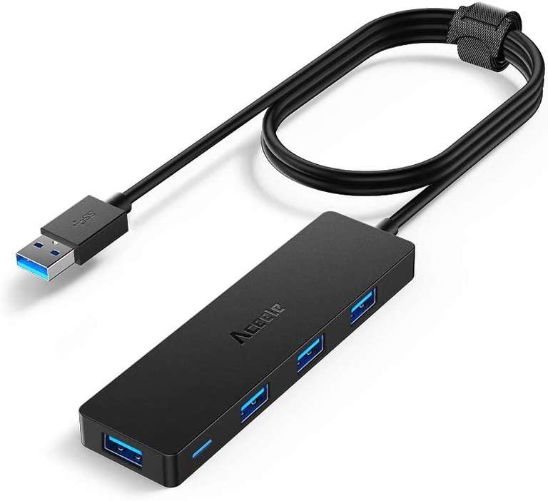 Hub 4 Ports Aceele Data USB 3.0 - Ultra Fin avec câble étendu de 120cm (Vendeurs Tiers)