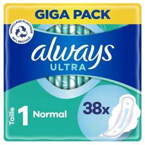 Paquet de 38 serviettes hygiéniques Always (via 3,43€ sur la carte fidélité et BDR d’1€ sur Enviedeplus)