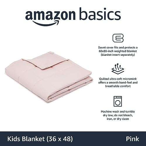 Couverture lestée en coton Amazon Basics - pour enfants, 2,2 kg, 91.4 x 121.9 cm, Rose