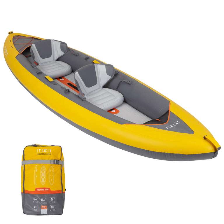 Canoe Kayak Gonflable Randonnee Fond Haute Pression Drop Stitch X100+ 2 Places