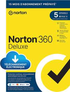 Abonnement de 15 mois à Norton 360 Deluxe 2023 - 5 appareils (Dématérialisé)