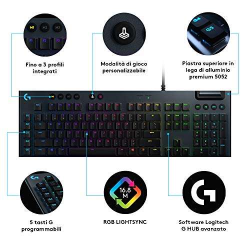 Clavier gamer filaire Logitech G815 Lightsync RGB GL Tactile - Clavier QWERTY US