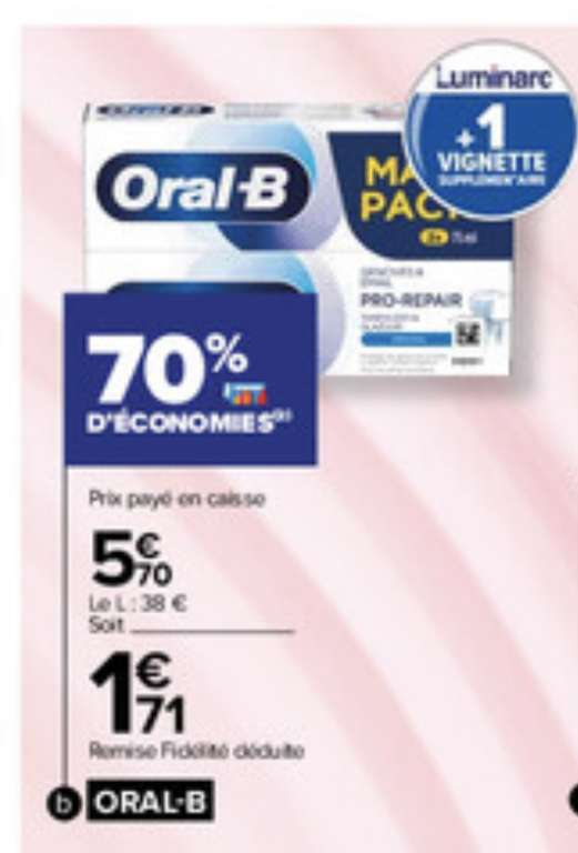 Lot de 2 tubes de dentifrice Oral-B - 2 x 75ml, Différentes variétés (via 3,99€ sur carte fidélité)