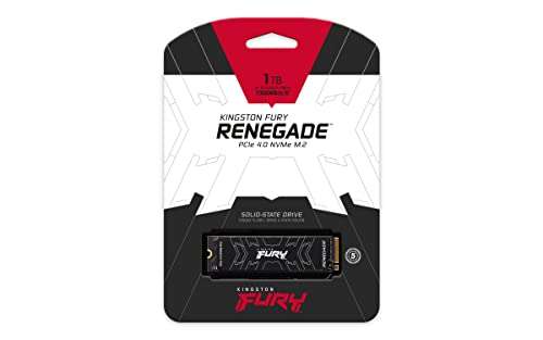 SSD Interne M.2 NVMe Kingston Fury Renegade - 1 To, PCIe 4.0, Compatible PS5 (SFYRS/1000G), 7300/6000 Mo/s, endurance 1000 TBW