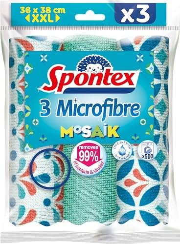Microfibres Mosaik SPONTEX - pack de 3 Microfibres (Via Prévoyez et Économisez - Via coupon)