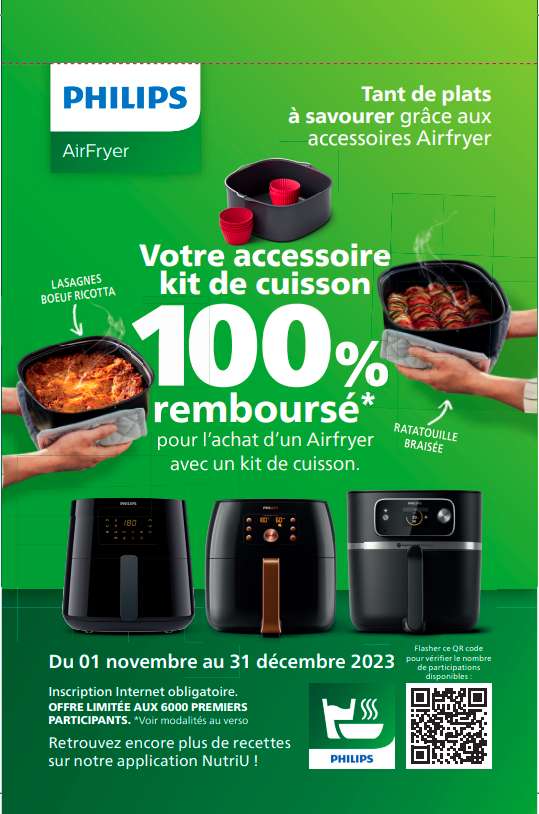ODR] Accessoire kit de cuisson 100% remboursé pour l'achat d'un Airfryer  Philips avec un kit de cuisson –