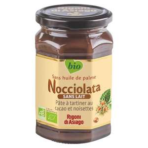Lot de 2 pots de pâte à tartiner bio au cacao et aux noisettes Nocciolata Rigoni di Asiago - sans huile de palme & sans lait (2x270g)