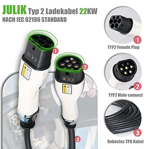 [Prime] Cable recharge voiture électrique Julik 22KW 8M (Vendeur tiers)