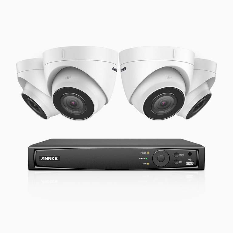 Système de vidéosurveillance PoE ANNKE H800 - 4x Caméras C800 4K 8MP + Enregistreur vidéo NVR 8CH (Vision nocturne, RTSP & ONVIF)