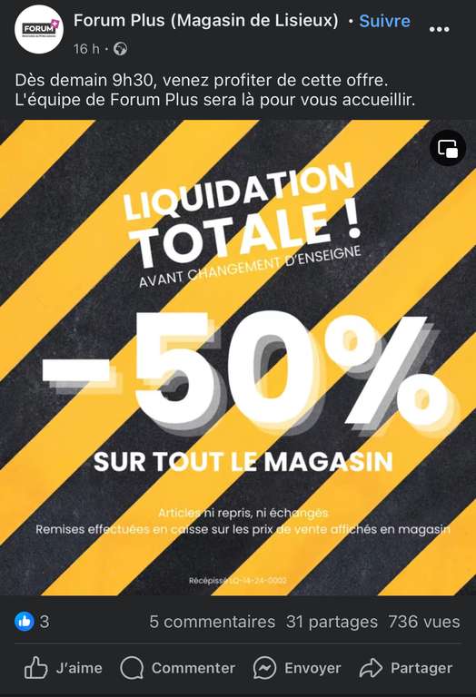 [Liquidation] 50% de remise sur tout le magasin - Forum+ à Lisieux (14)