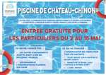 Entrée gratuite du 02 au 16 mai à la Piscine de Château-Chinon (58)