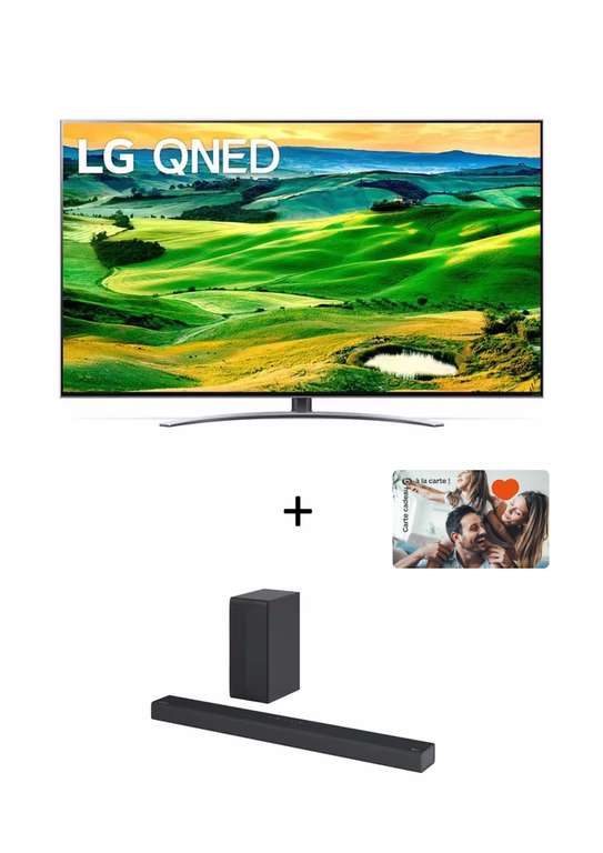 [Membres Club - Gratuit] TV 65" QNED LG 65QNED82 - 4K UHD, 100 Hz, HDR10 Pro, Dolby Atmos, Smart + barre de son LG S65Q + carte cadeau 100€