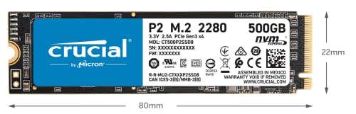 SSD Interne NVMe Crucial P2 CT500P2SSD8 - 500Go