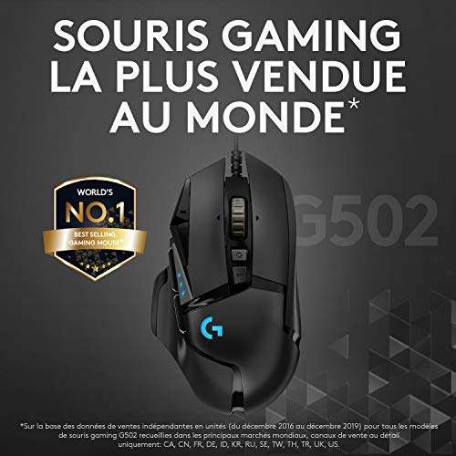 Souris filaire Logitech G502 Hero - 11 boutons, 25600 dpi (Occasion - Comme neuf)