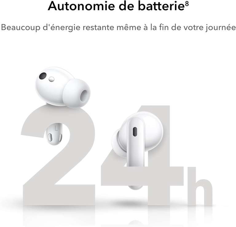 Ecouteurs sans fil Honor Earbuds 3 Pro - Bluetooth 5.2, Réduction de bruit active (Blanc)