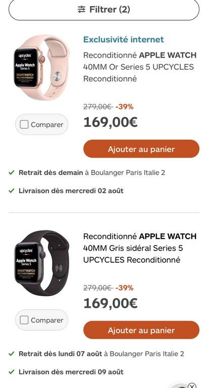 Montre connectée Apple Watch Series 5 - GPS, 44 mm (Reconditionné - Excellent état)