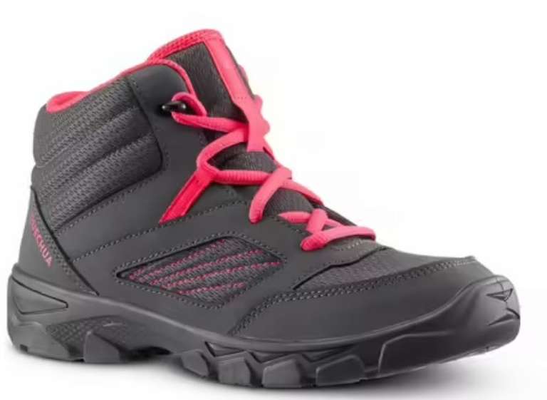 Chaussures de randonnée avec lacets Quechua MH100 Mid pour Enfant - Gris foncé, Tailles 35 au 38