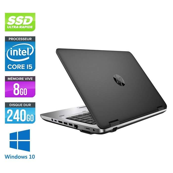 PC Portable 14" HP ProBook 640 G2 - WXGA, i5-6200U, RAM 8Go, SSD 240Go, 1 USB-C, 2 USB 3.0, DP/VGA/RJ45, W10 (Reconditionné - Garantie 1 an)