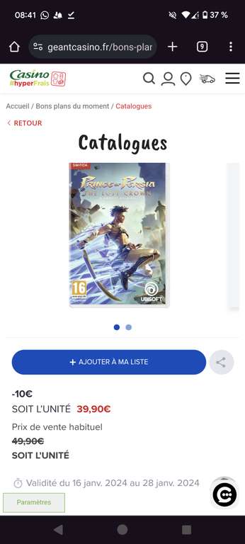 Précommande] Prince of Persia : The Lost Crown sur PS5, Xbox Series X/One,  Nintendo Switch (+10€ en BA sur les rayons Maison & Loisirs) –