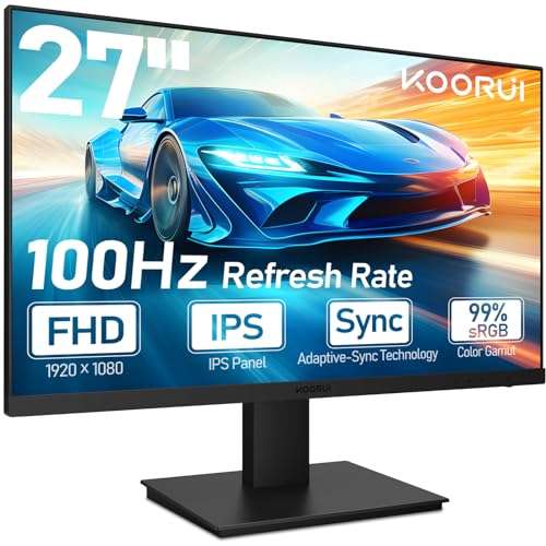 Ecran PC 27" KOORUI - Full HD 100 Hz (1920 x 1080) haut-parleurs intégrés, HDMI, écran IPS, inclinaison réglable