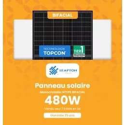 Kit Plug and Play Ntype Bifacial Leapton Solar Hoymiles - 1 Panneau 480 W/600 W (sans fixations)