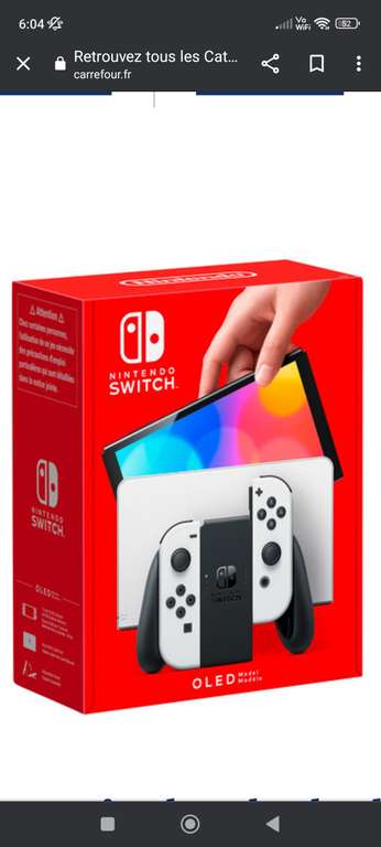 Console Nintendo Switch Oled blanche (via 50€ sur carte fidélité) –