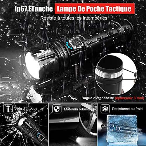 Lampe Torche LED Ultra Puissante Shadowhawk - 10000 Lumens