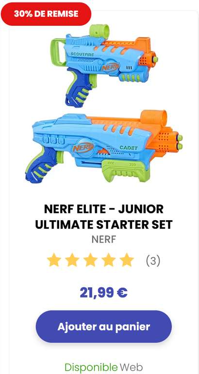 30% de réduction sur une sélection de Nerf - ex: Nerf Elite 2.0 Double Punch + 50 fléchettes