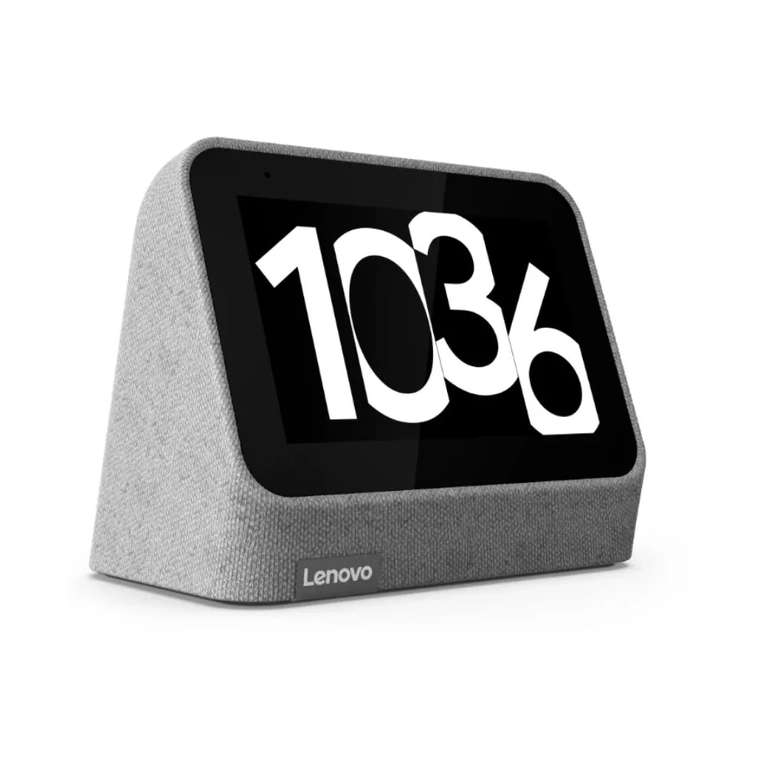 Réveil connecté / Assistant vocal Lenovo Smart Clock V2 + Station de recharge par induction (Via retrait magasin - 38, 42, 69)