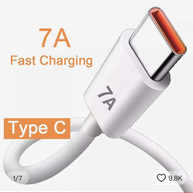 Câble USB Type C charge rapide Uslion 7A 100W - 1m