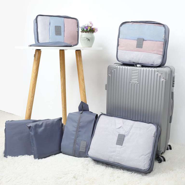 AiQInu Rangement Valise Lot de 7 Imperméable Organisateur de Voyage Packing  Cubes Organiseur, sac à chaussures,Bagage Sacs