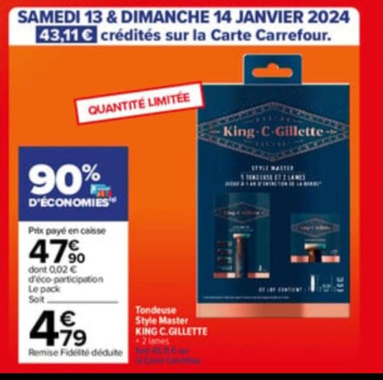 Tondeuse King c Gillette (via 43.11€ sur la carte)