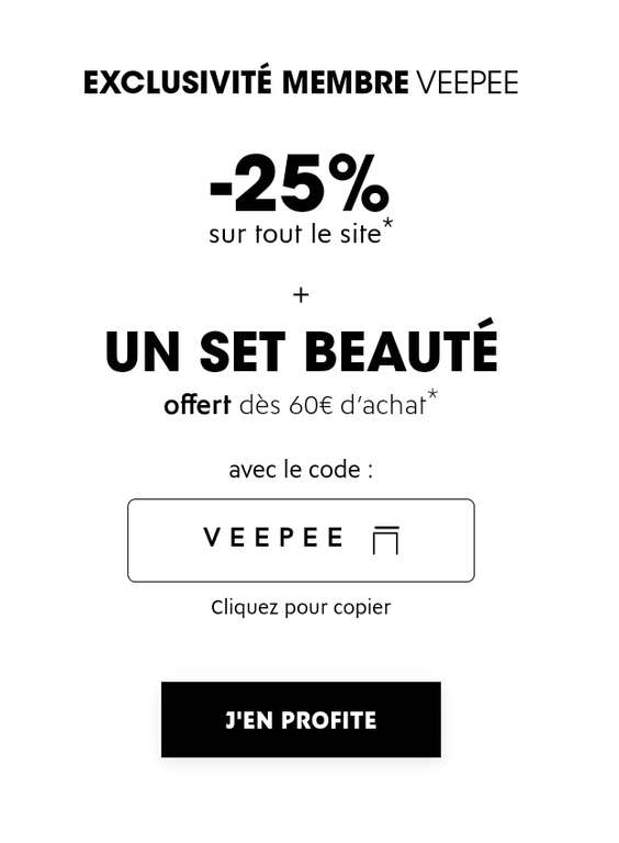 25% De Réduction Sur Tout Le Site + Une Trousse De Beauté Avec 5 Miniatures Offerte Dès 60€ D'achat + Livraison Gratuite
