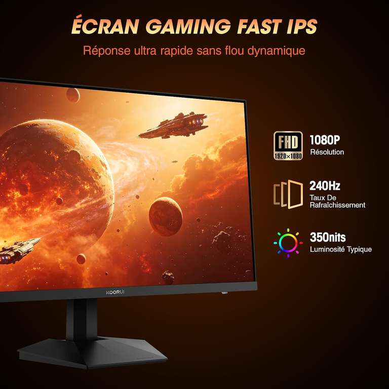 Pepper Hd KOORUI GN02 Écran gaming 27 Full HD 240 Hz 1 ms 90% DCI-P3 HDMI/DP chez ...