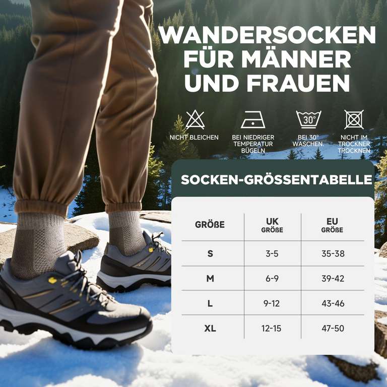 Lot De 3 Paires De Chaussettes En Laine Mérinos - Homme/Femme - Pour Ski, Randonnée, Hiver - Thermiques Et Anti-odeurs