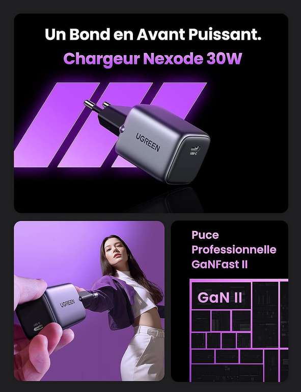 Chargeur UGREEN Nexode (30W) - USB-C, GaN II (Via coupon - Vendeur tiers)