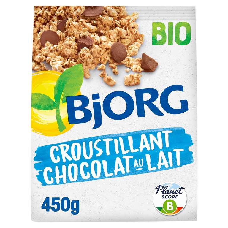 Céréales Bio Croustillant Bjorg - Chocolat au Lait Aux Céréales Complètes, 450G