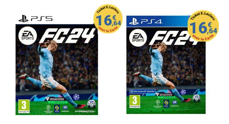 EA Sports FC 24 Standard Edition sur PS5 ou PS4 (Via 16,64€ en Tickets Leclerc) - Relais Piéton Lille Molinel (59)