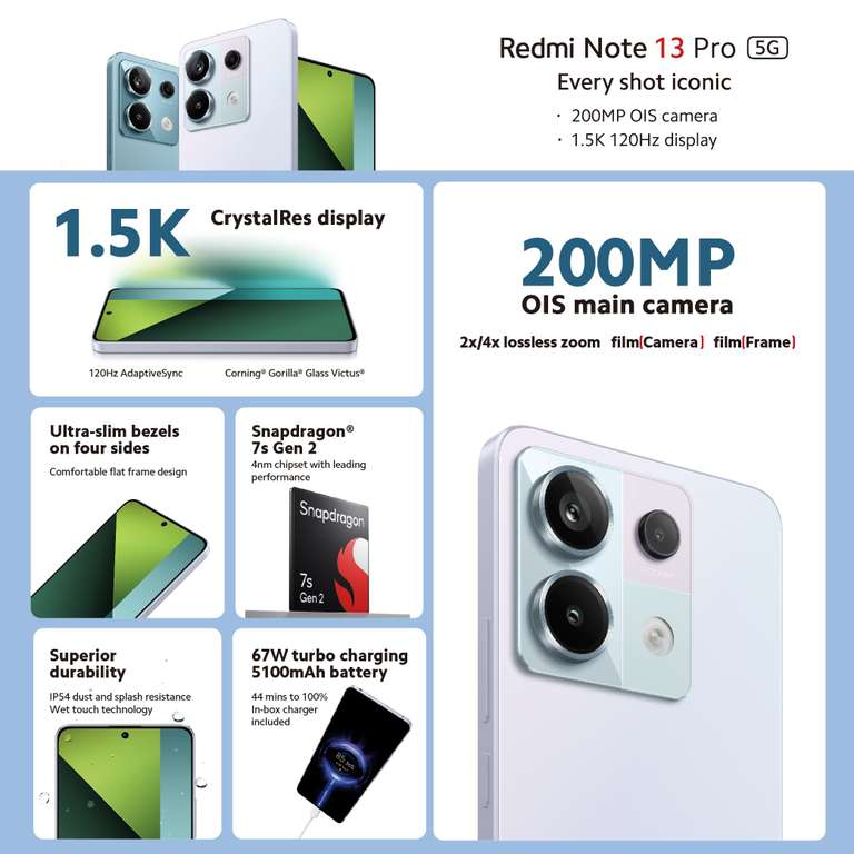 Smartphone 6,67" Xiaomi Redmi Note 13 Pro 5G 12GB + 512GB Blue