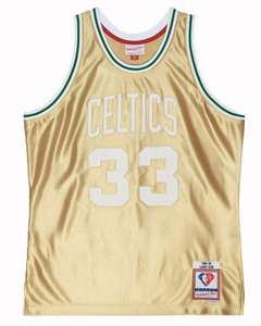 Maillot Homme Mitchell & Ness NBA Boston Celtics 1985-86 Larry Bird Swingman Classique Or - Tailles S ou M