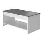 Table basse relevable - L 100 cm x P50 x H44cm, Blanc et gris béton (+ 14€ à cagnotter pour les CDAV)
