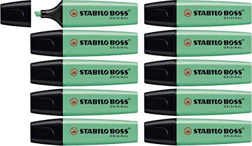 Lot de 10 Surligneurs Stabilo Boss Original - fluo, Turquoise