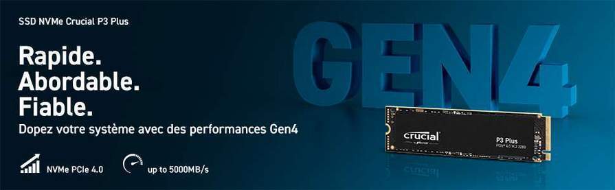 Crucial P3 1To M.2 PCIe Gen3 NVMe SSD interne - Jusqu'à 3500Mo/s