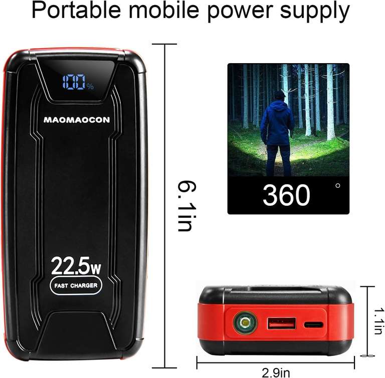 Batterie externe Maomaocon 27000 mAh - Charge Rapide 22,5W, Lampe torche (vendeur tiers)