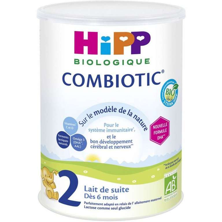 Boite de 800g de lait en poudre 2ème âge (dès 6 mois) bio HIPP Combiotic 2 (via 1€98 sur la carte) - Cambrai (59)