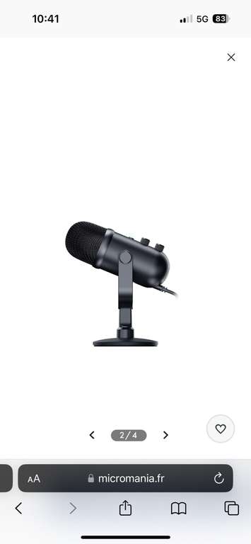 Microphone USB dynamique Razer Seiren V2 Pro (Via retrait magasin)
