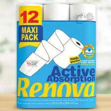 Maxi pack de 12 rouleaux de papier essuie-tout Renova Active Absorption (via 5.59€ sur carte de fidélité)
