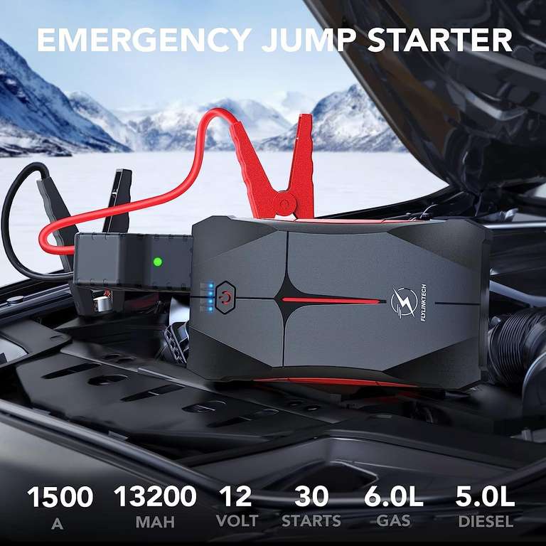 Booster batterie voiture flylinktech - 1500A, 16000 mAh (via coupon - vendeur tiers)